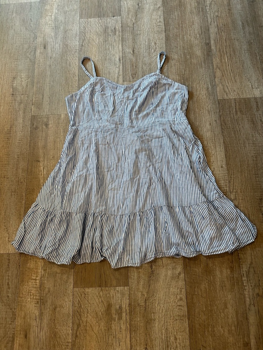 Old Navy Blue and White Striped Mini Dress with Ruffle Detail XXL Coastal Preppy